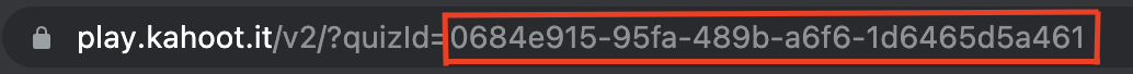 Kahoot URL with uuid highlighted